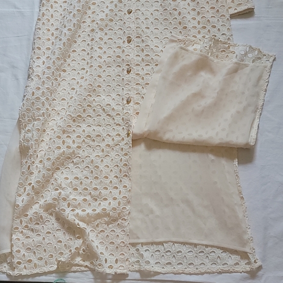 Zara Shirt Dress Maxi L/XL Cream/Off White - Picture 9 of 10